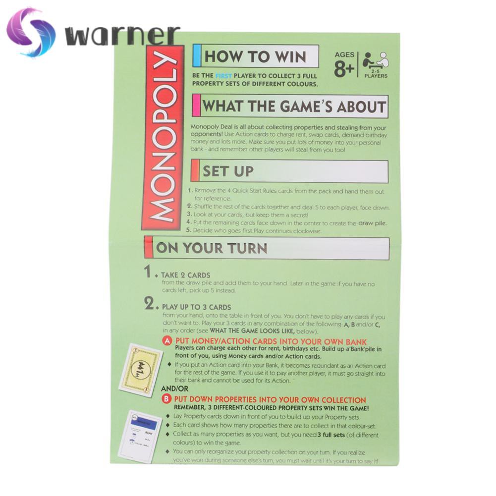 Hộp Thẻ Bài Monopoly Deal Warner1 Vui Nhộn Cho Người Lớn