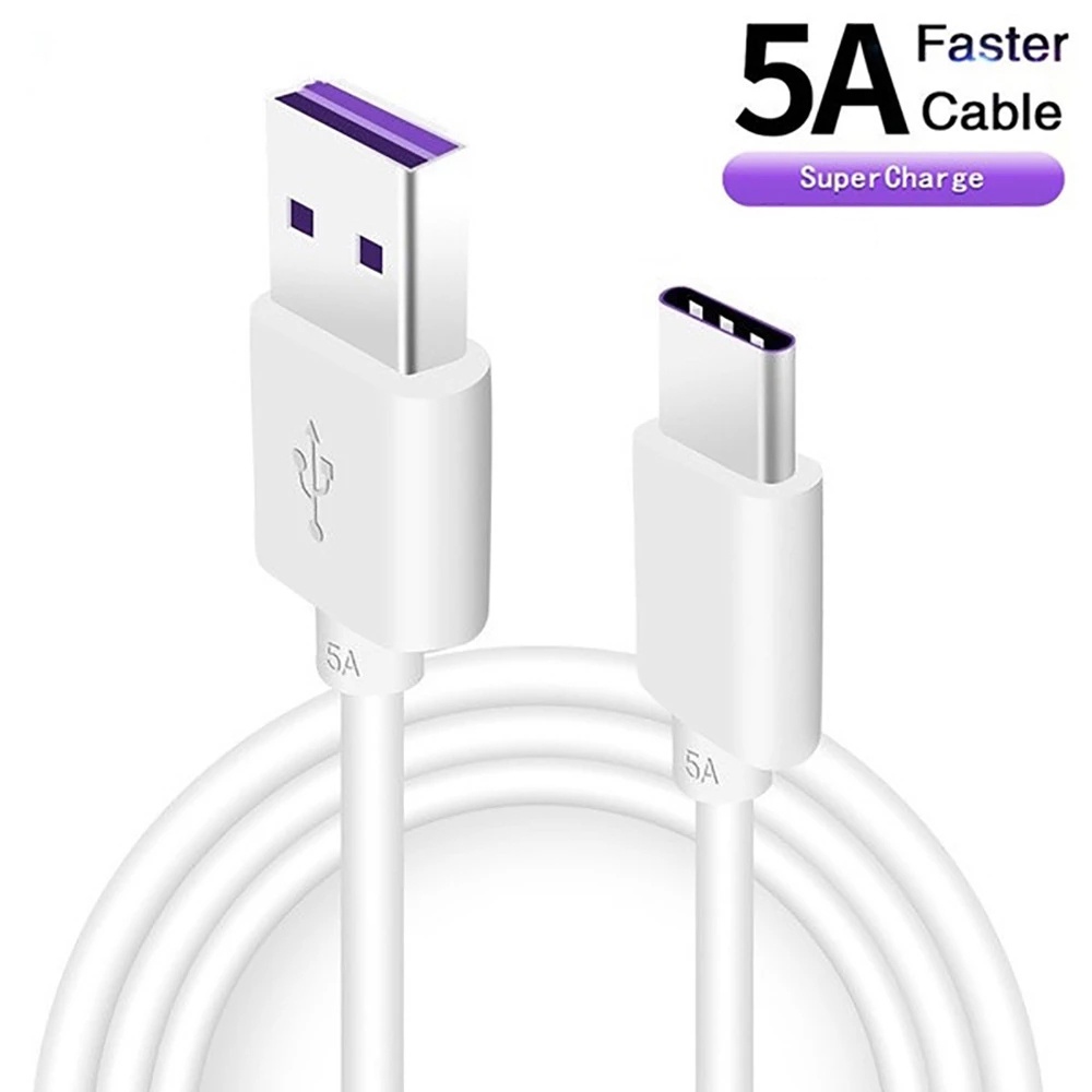 Cáp sạc nhanh USB Type C 5A dài 1m màu trắng cho Huawei / Xiaomi / Samsung