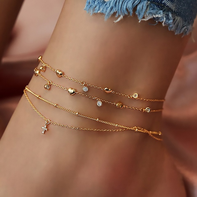 Lắc chân 2 lớp gắn hình bướm thời trang Bohemia mùa hè cổ điển cho nữ