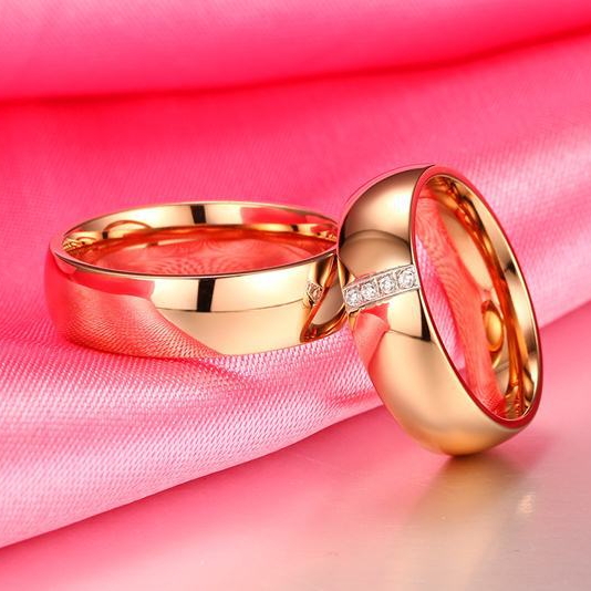 2Pcs Luxury elephant Ring Got Engaged Zircon Simplicity Rose Gold Plated Rings for Couple Jewelry Collection Accessories Friend Family Gifts Anniversary Party Birthday