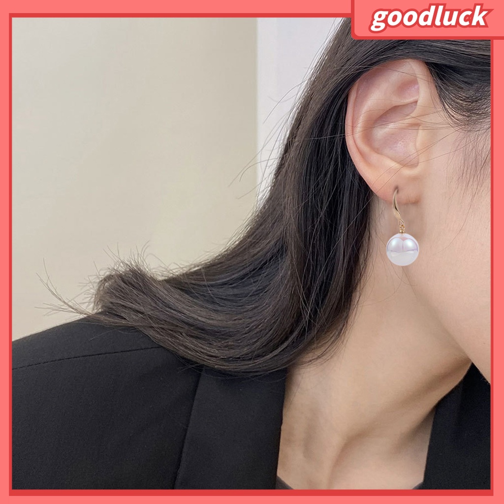 Goodluck| 1 Đôi Bông Tai Đính Ngọc Trai Giả Độ Bóng Cao Thanh Lịch Dành Cho Nữ