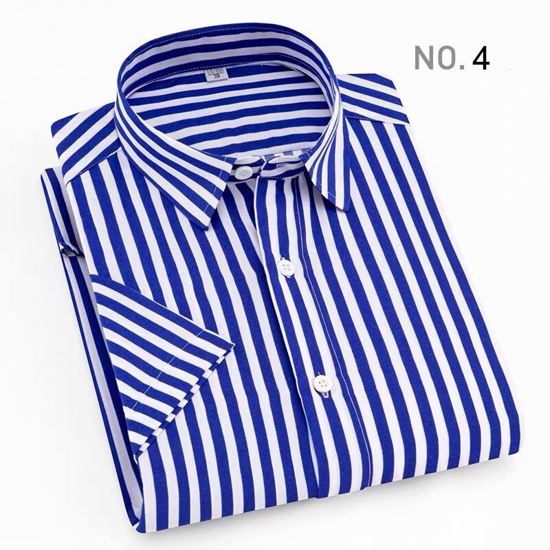 Áo Sơ Mi Tay Ngắn Dáng Ôm Họa Tiết Kẻ Sọc 7 Màu Thời Trang Hàn Quốc Cho Nam 90kg