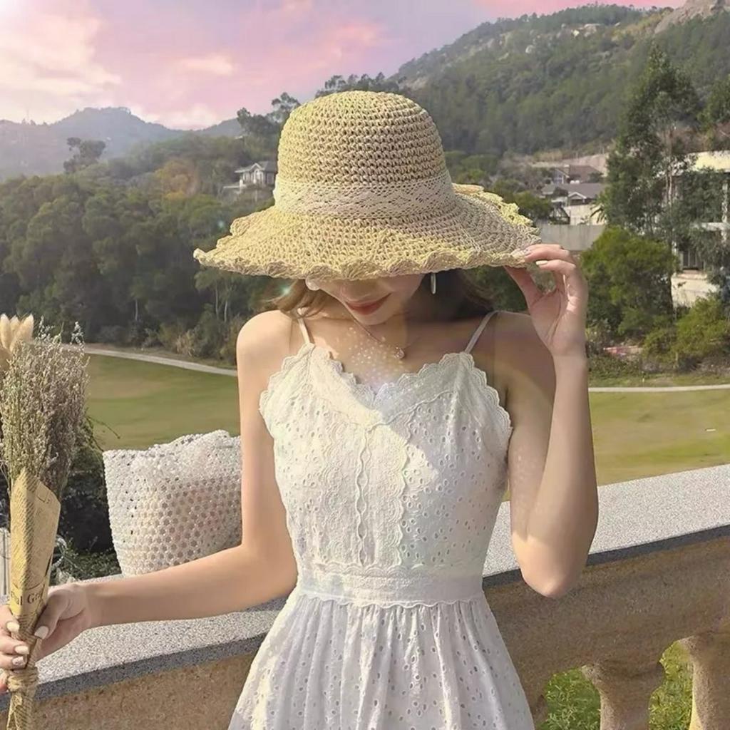 Nón cói mềm nơ ren đi biển đi ,du lịch phong cách thời trang D999