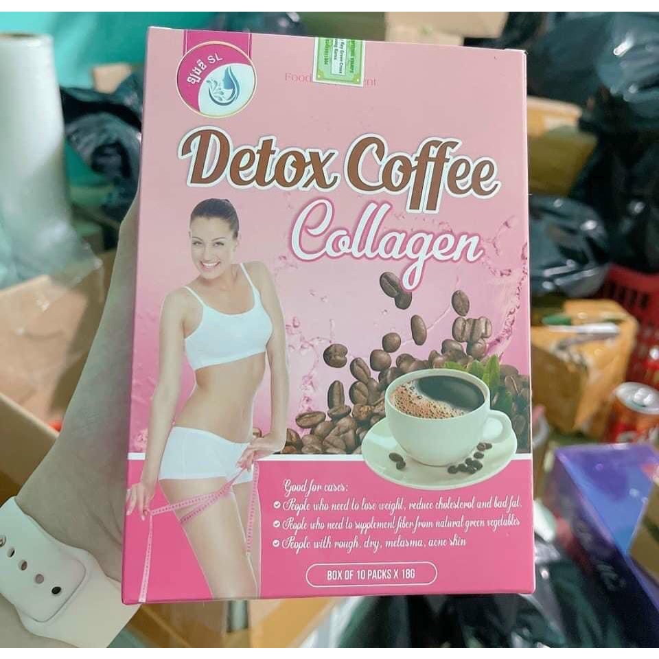 Detox Coffee Collagen - Giảm Cân , Đánh Bay Mỡ Thừa Hộp 10 gói