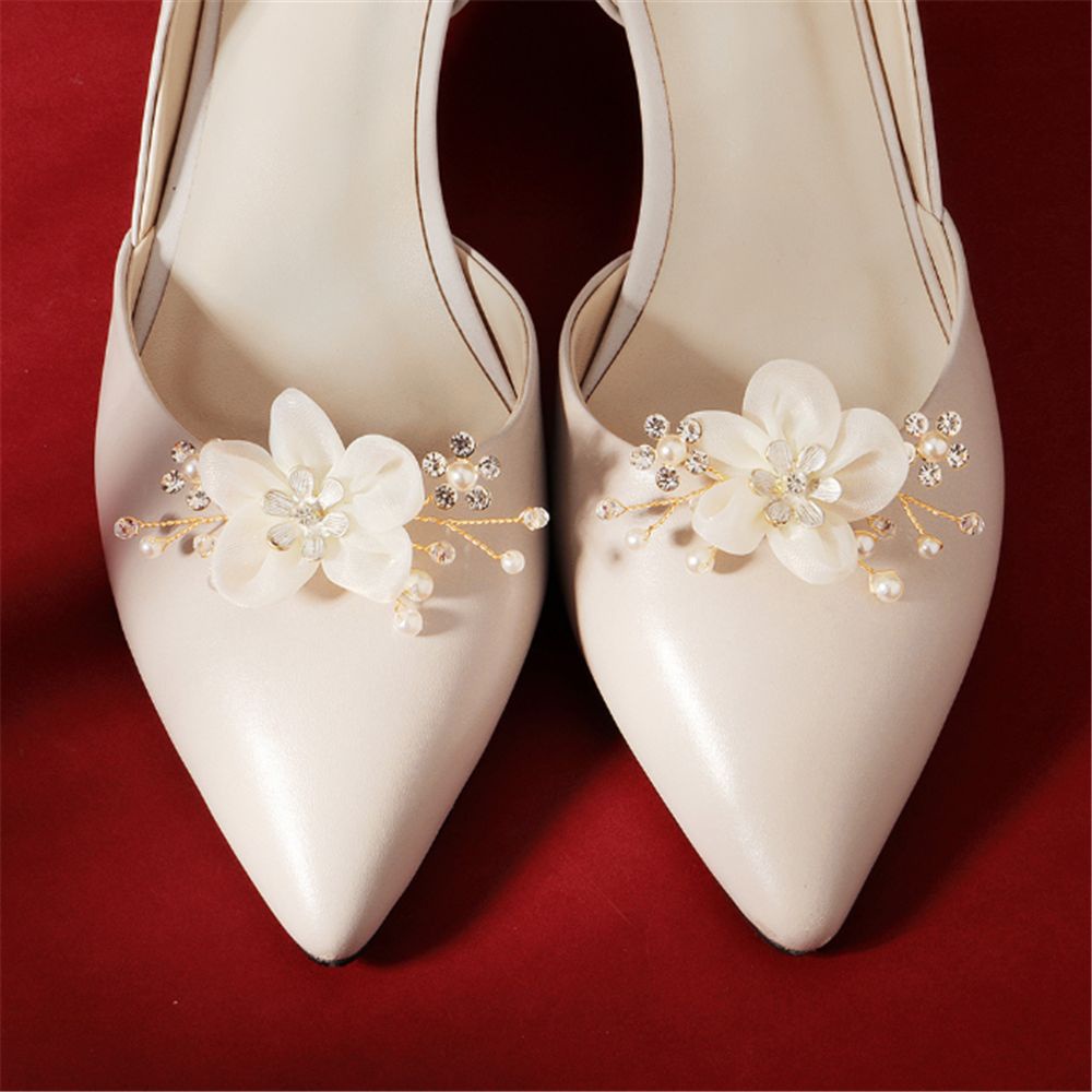 Bộ 2 kẹp trang trí giày đính đá nhân tạo sáng lấp lánh thời trang cho cô dâu