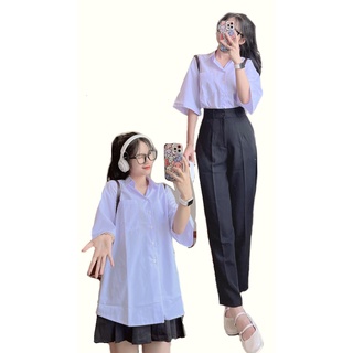 sơ mi trắng cộc tay