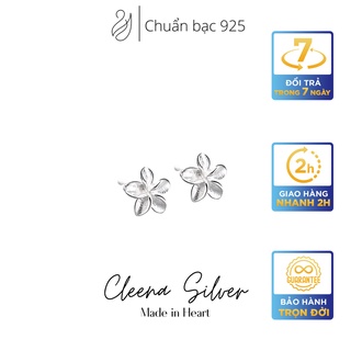 Khuyên tai nữ bạc 925 cao cấp Cleena Silver, Bông tai bạc nữ hình bông hoa Flower Earrings