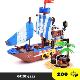 Lắp ráp thuyền cướp biển Mini - Gudi 9112 Pirates Series - 200 Mảnh ghép