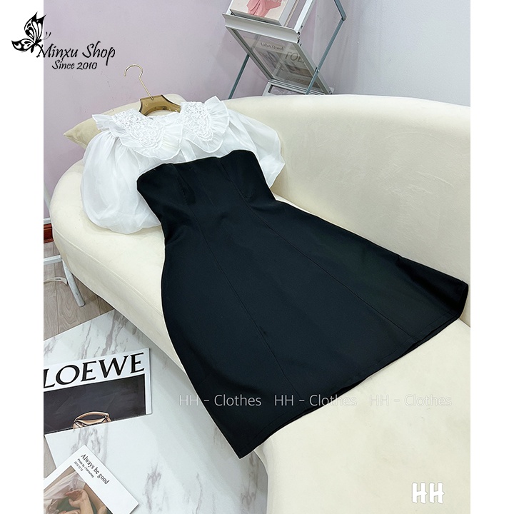 Váy Thiết Kế VNXK Cổ Ren Siêu Xinh, Đầm Công Sở Tay Bồng Dáng Xoè Cao Cấp Sang Trọng Minxu Shop mã VAY02