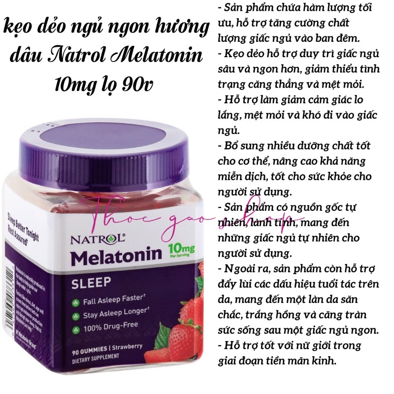 Kẹo gum hỗ trợ ngủ ngon Natrol Melatonin 10mg 90v