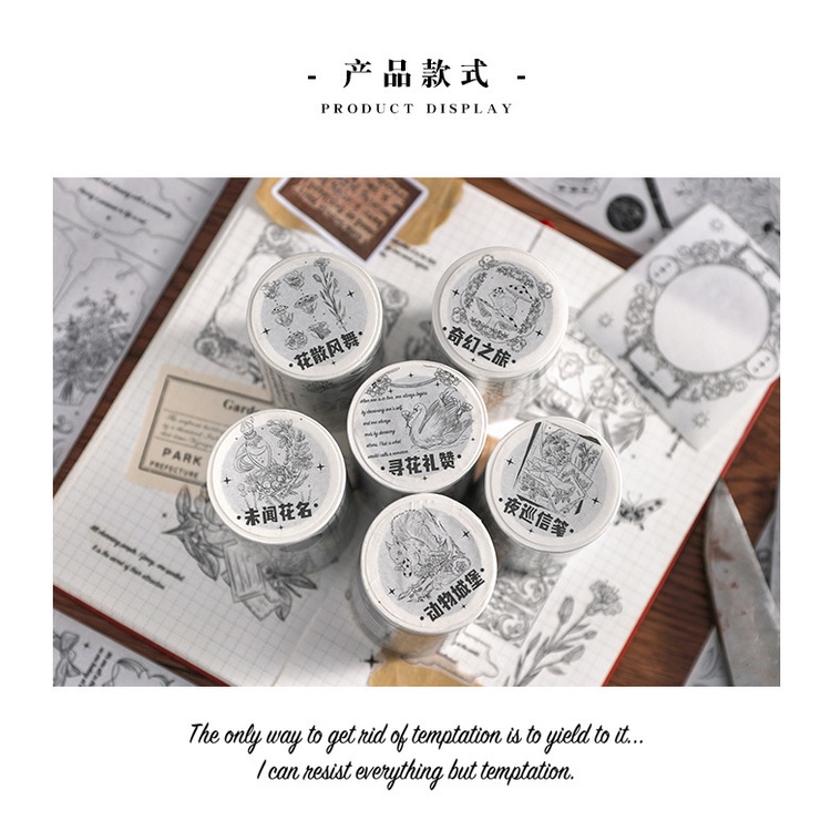 Băng dán Washi tape vintage WS13 - Băng keo dán trang trí sổ tay phong cách cổ điển
