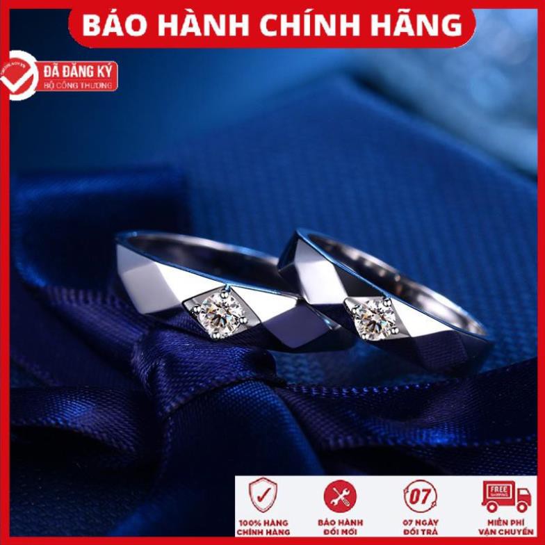valentine Nhẫn Nam Nữ Kim Cương Một Cặp Tình Nhân Trang Sức Bạc Mạ Bạch Kim Thời Trang Hàn Quốc