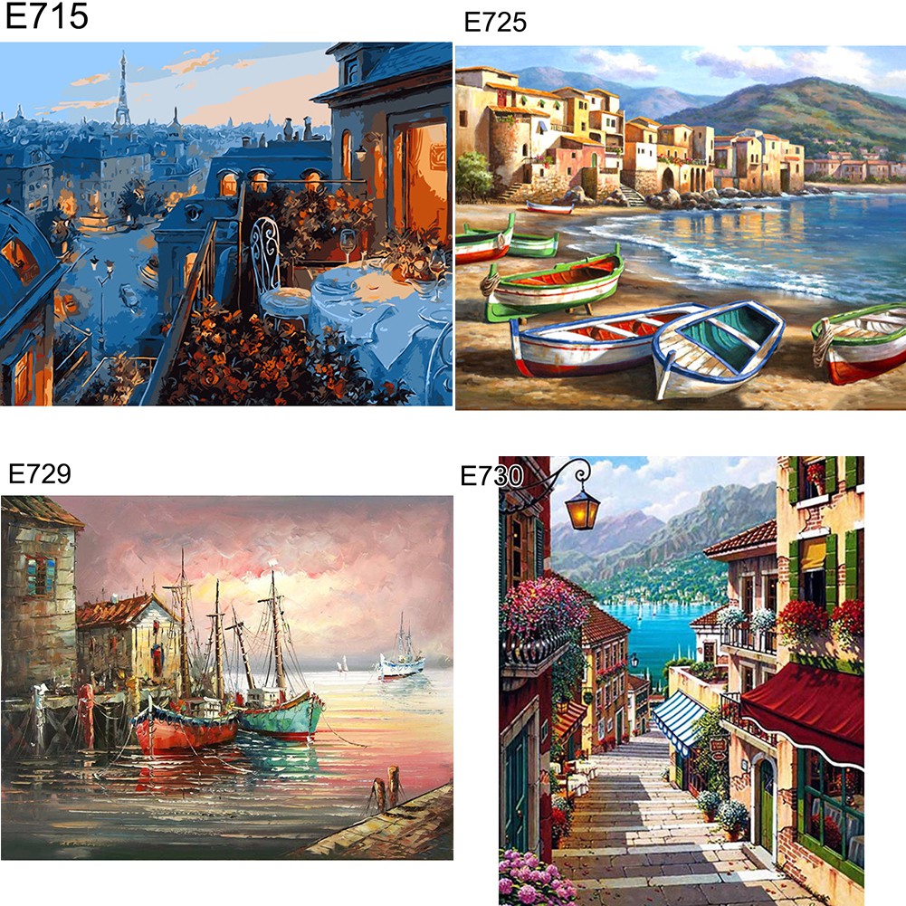 Bộ Tranh Sơn Dầu Diy Hình Phong Cảnh Nhiều Màu Sắc | BigBuy360 - bigbuy360.vn