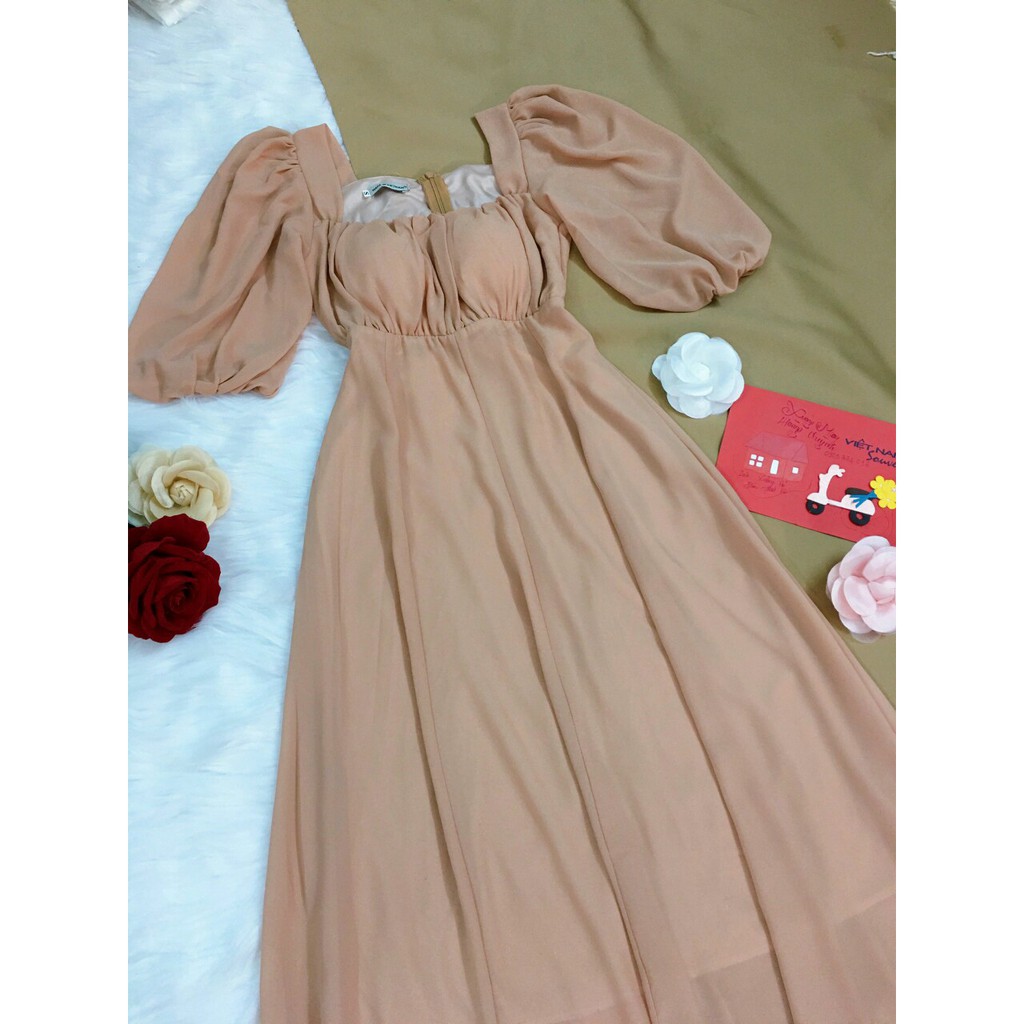 Đầm nữ tiểu thư chiffon xếp ly 2 lớp | BigBuy360 - bigbuy360.vn