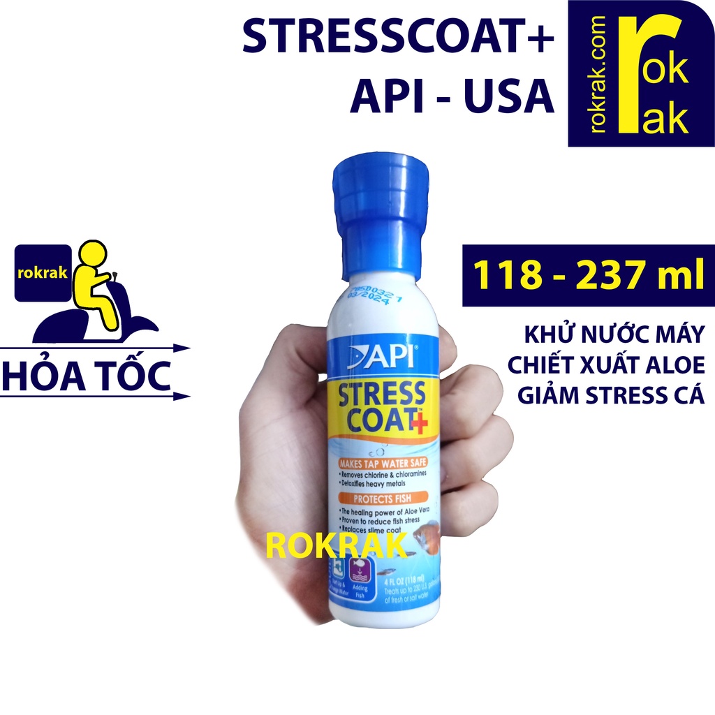 Dung dịch Stress Coat CHAI NGUYÊN 118ml 237ml 473ml Chống sốc đa dụng cho cá stresscoat + API USA
