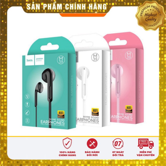 Tai nghe liền dây Hoco M39 Rhyme chân tròn 3.5mm có micro Dành cho điện thoại iPhone Xiaomi Huawei Samsung Oppo Realme