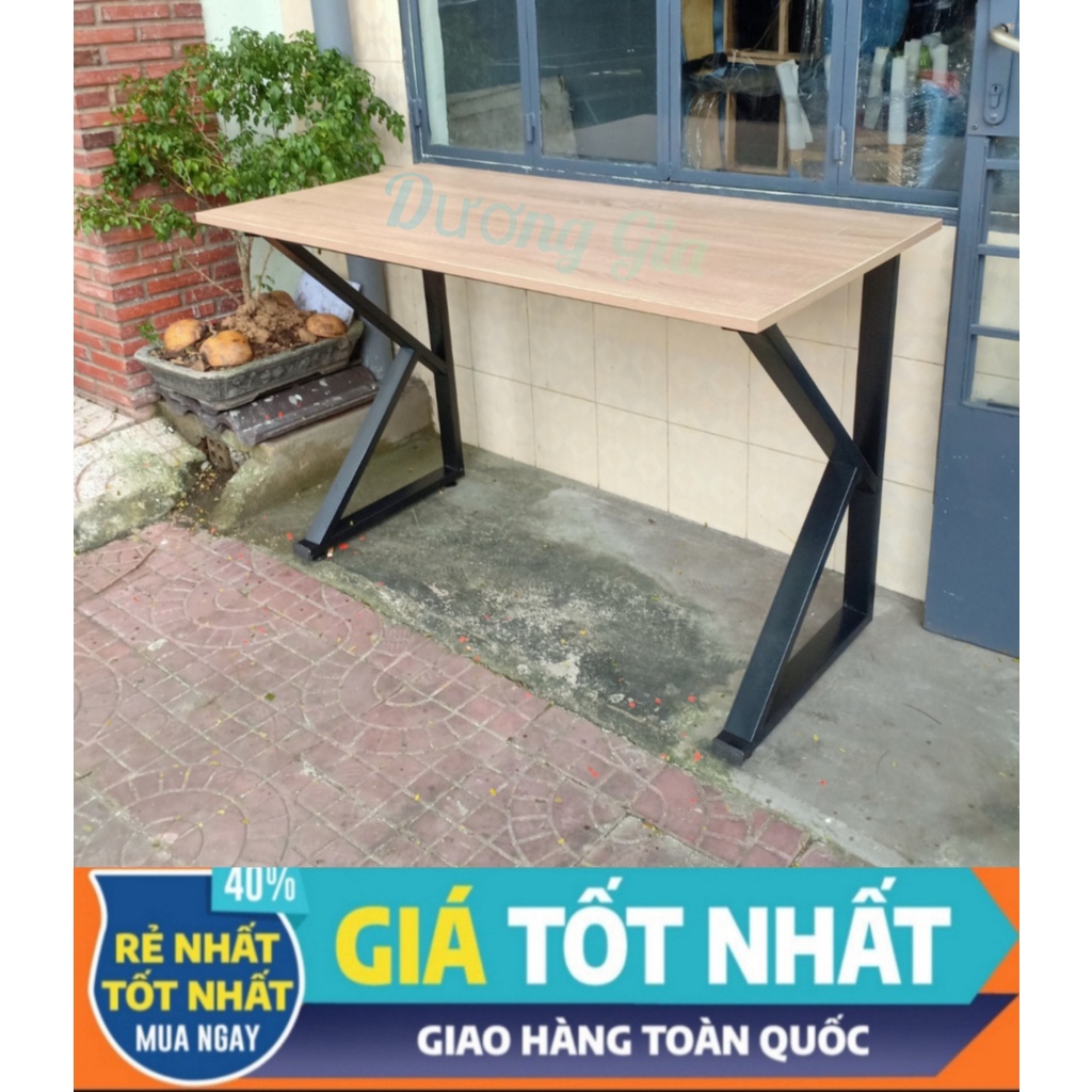 Bàn làm việc, bàn học mặt gỗ MDF chân sắt sơn tĩnh điện có thể dùng học tập, để máy tính kích thước mặt lớn
