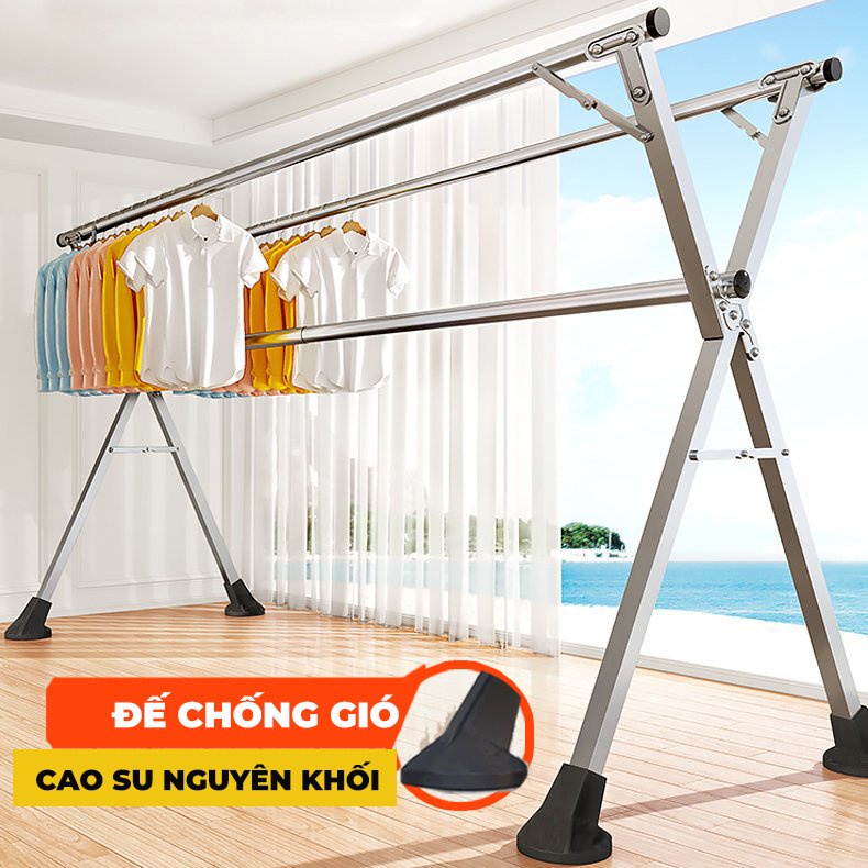 Sào phơi quần áo thông minh, cải tiến Bánh Xe, cây gấp gọn, giá giàn phơi có quà tặng móc chống bay