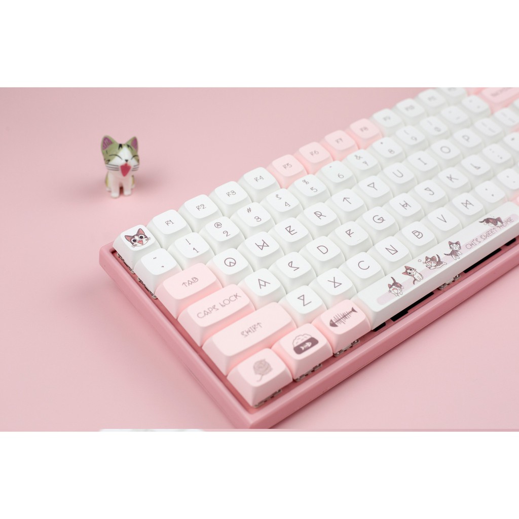 Bộ Keycap Thick PBT XDA Mèo Chi Chi 141 Nút Cho Bàn Phím Cơ