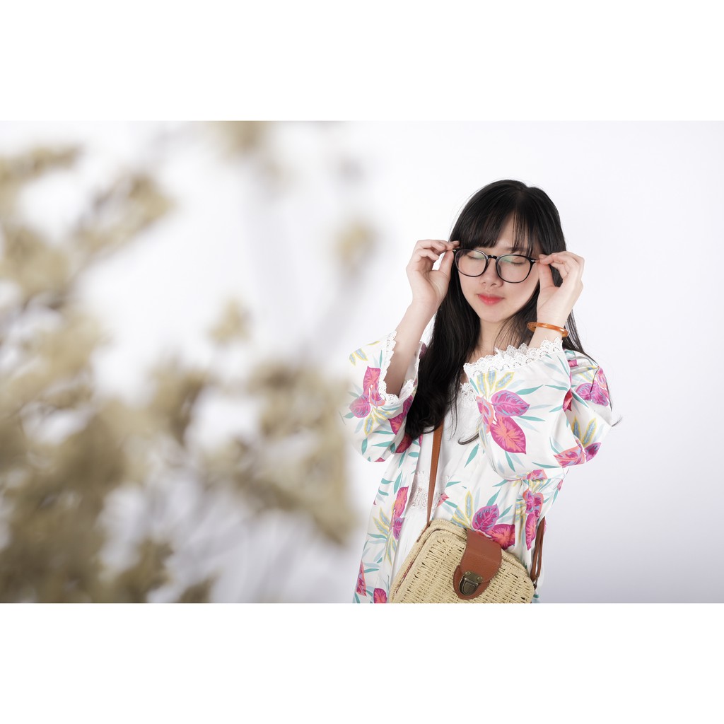 Áo khoác UPF cardigan kimono Pink tropical floral