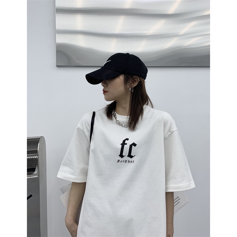 Áo Thun Nữ Ngắn Tay Cổ Tròn In Chữ Đơn Giản Thời Trang