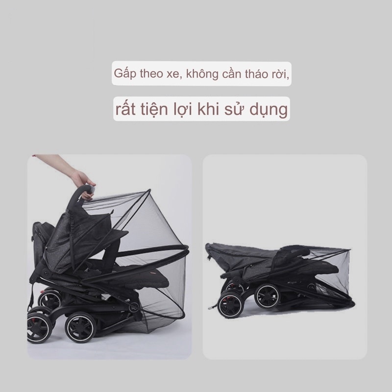 Màn chống muỗi xe đẩy màn chụp xe đẩy chống bụi mẫu mới kéo séc