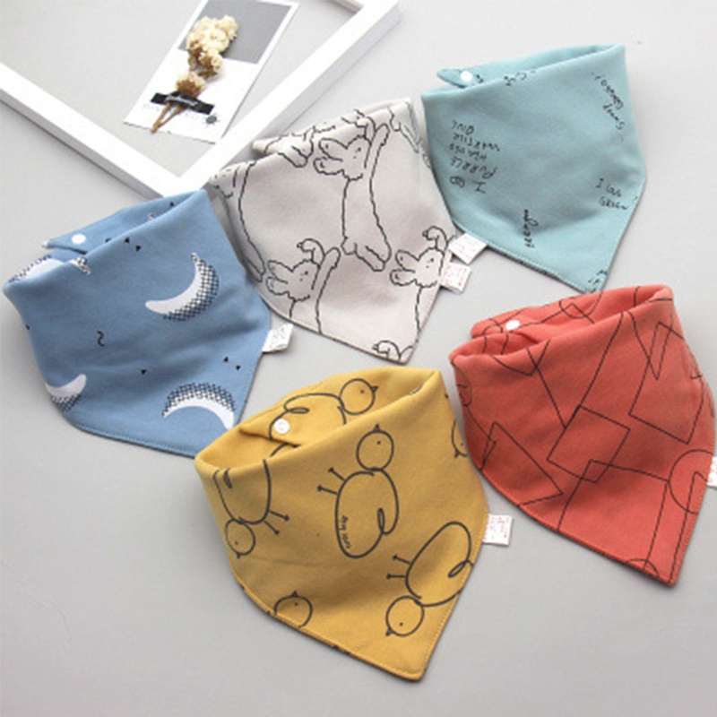Set 5 Yếm Ăn Cotton Mềm Mại Hình Tam Giác Dành Cho Các Bé
