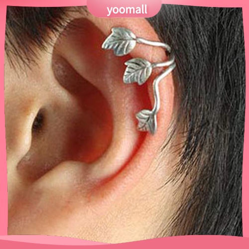 Khuyên gắn vành tai kim loại hình lá cổ điển dành cho nữ