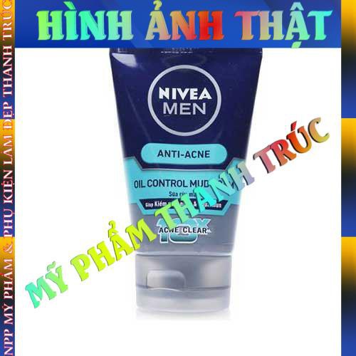 Sữa Rửa Mặt Nivea Men Anti Acne Oil Control Mud Foam 100g