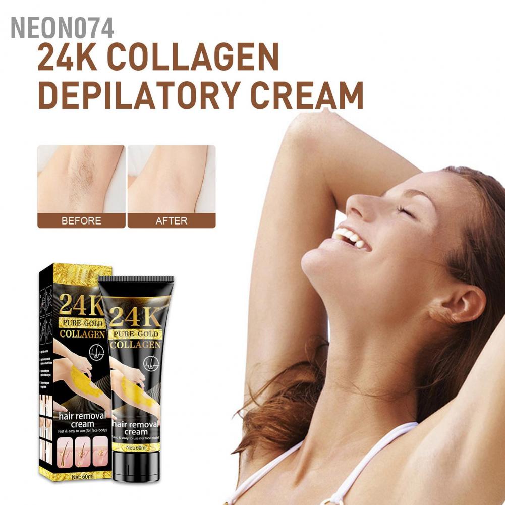 [Hàng mới về] 3 Kem dưỡng ẩm thành phần Collagen vàng 24K giúp loại bỏ lông không đau cho nam nữ 60ml
