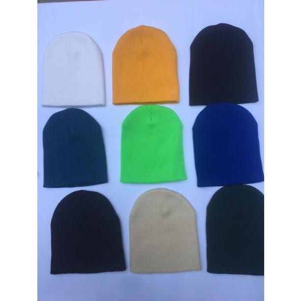 Mũ Len Beanie Trơn Dáng Ngắn 21cm :):););){ Bán Sỉ }