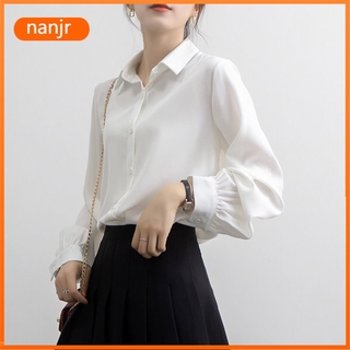 White women's office shirt Chiffon shirt Sexy shirt