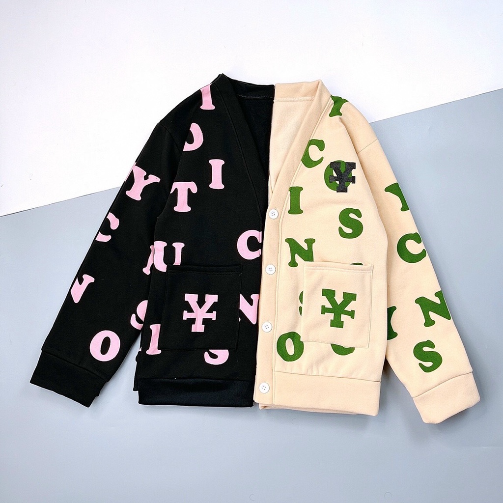 Áo Cardigan Nỉ Bông DIRTYCOINS Varity Form Rộng Unisex Nam Nữ Ulzzang