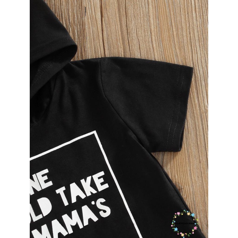 Áo Hoodie Tay Ngắn In Chữ Thời Trang Cho Bé Trai