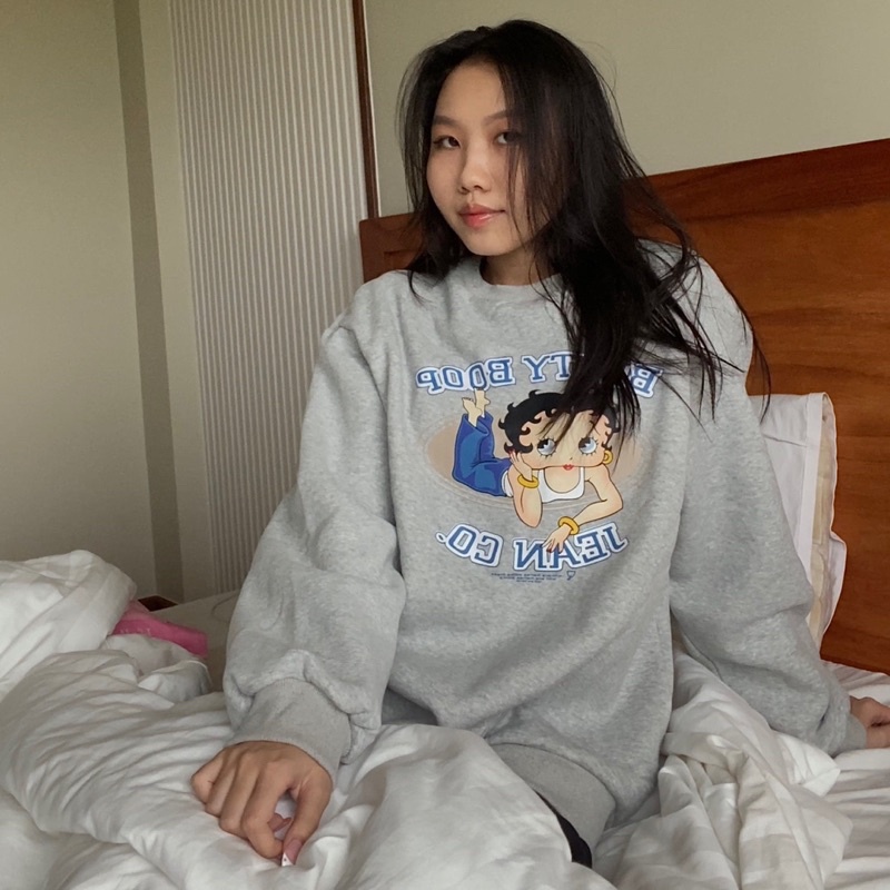 Áo Sweater Nữ Form Rộng Xám , Áo khoác oversize tây
