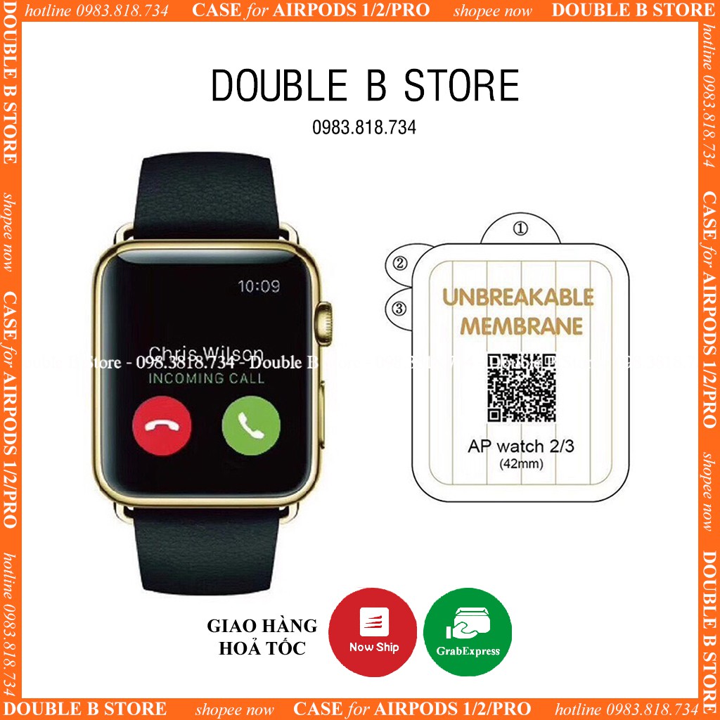 Miếng dán dẻo apple watch skin PPF tự phục hồi trầy xước cho Apple Watch size 38 40 41 42 44 45mm