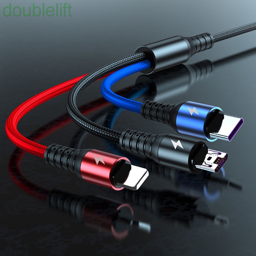 Cáp sạc nhanh 3 trong 1 loại C cho Android iPhone