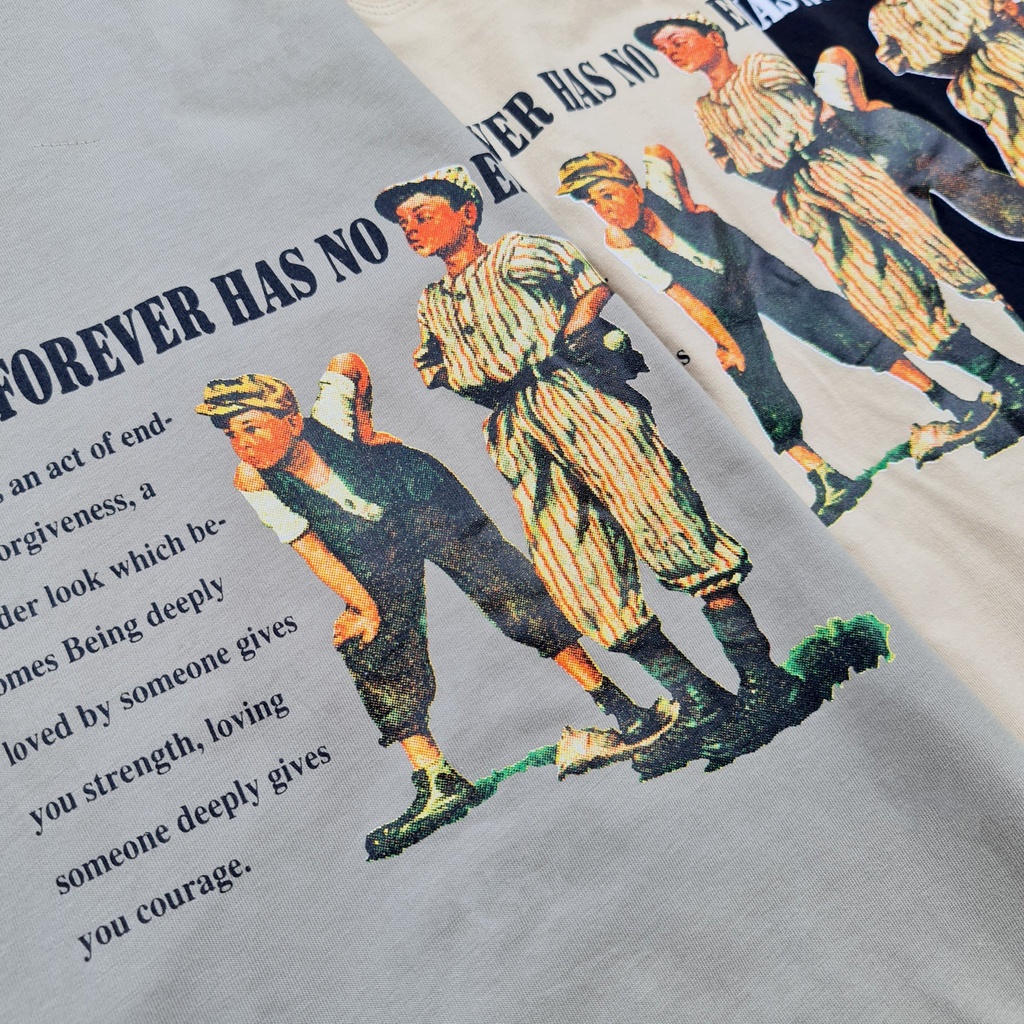 Áo phông áo thun nam nữ tay lỡ from rộng freesize chất cotton thoáng mát in hai em bé và chữ