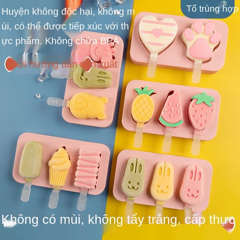 insKhuôn Kem Tự Chế Popsicle Popsicle Khuôn Tay Làm Kem Tay Làm Phô Mai Que Trẻ Em Tự Làm Một Bộ Đầy Đủ Các Silicone Ice Cream Kem Popsicle Phim Hoạt Hình Gia Đình