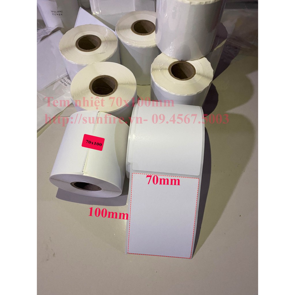 Giấy in tem nhiệt 70x100mm, tem in đơn hàng shopee 70x100, giấy in tem nhiệt a7 7x10, giấy in tem nhiệt a7 70x100 30m