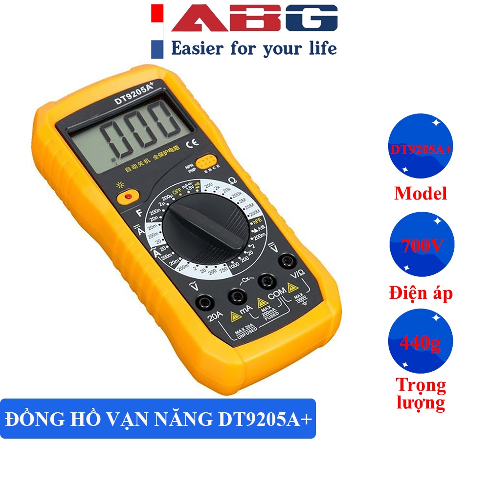 Đồng Hồ Đo Điện Vạn Năng Kỹ Thuật Số ABG DT9205A+
