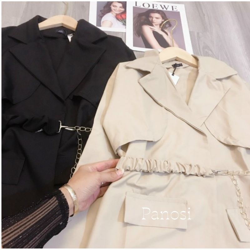 Áo blazer nữ 2 lớp áo vest phối đai xích kiểu dáng hàn quốc sang chảnh - Mã A620
