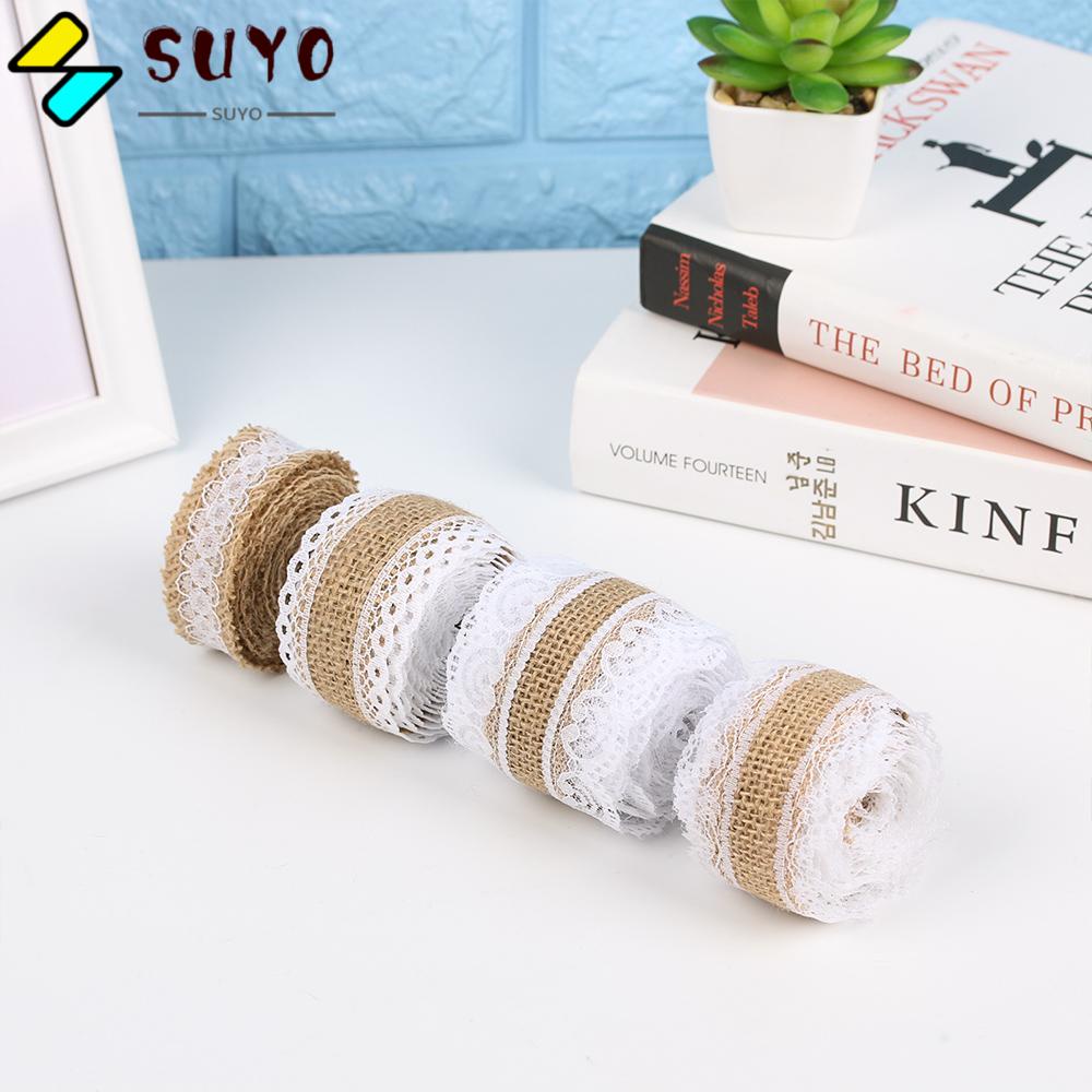 Dây vải bố dài 2 mét họa tiết phối ren xinh xắn dùng trang trí tiệc tiện dụng