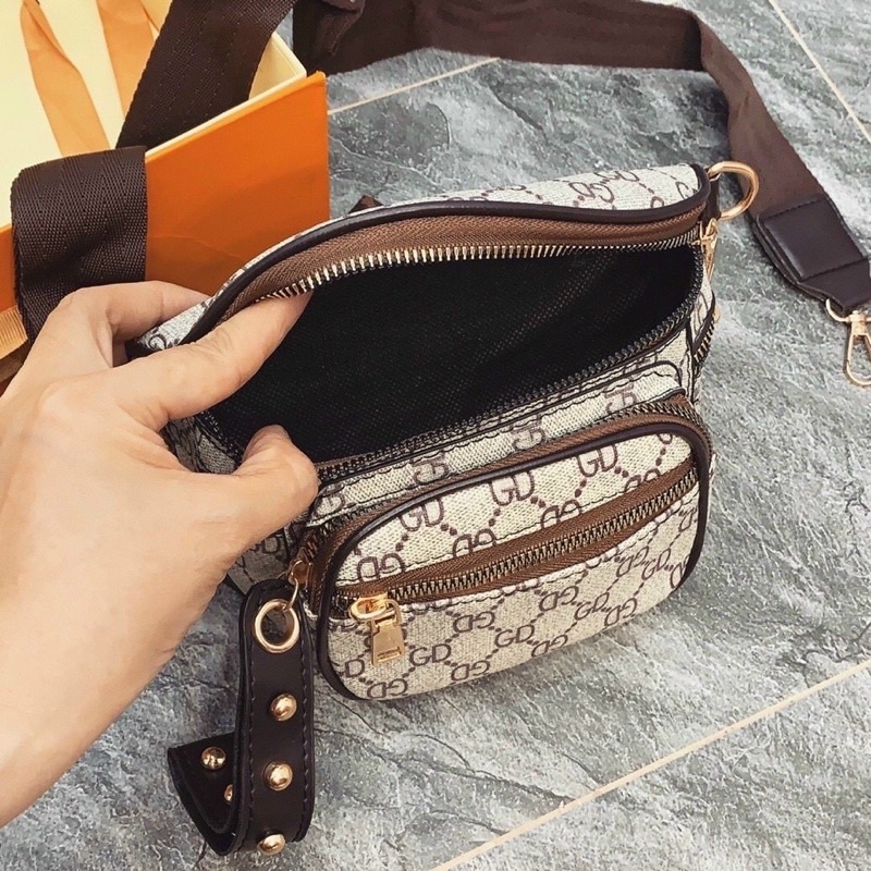 Túi đeo chéo bao tử thời trang nữ khoá miệng 2 ngăn siêu đẹp