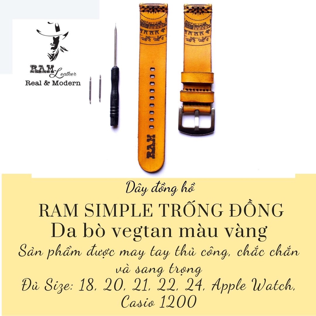 Tổng hợp dây đồng hồ da bò Italia Trống Đồng Việt Nam đơn bền chắc - chính hãng RAM Leather