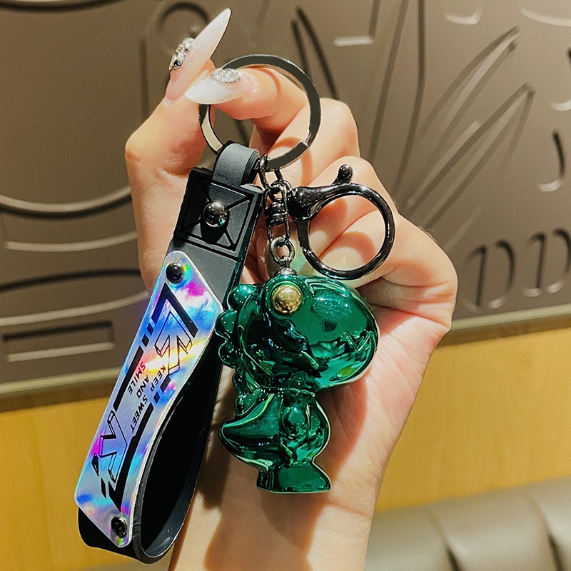 Móc Khóa Khủng Long Mạ Điện Màu gradient Sáng Tạo