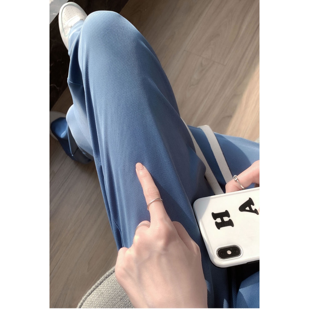 Quần Dài Ống Rộng Lưng Cao Màu Sắc Đơn Giản Thời Trang Mùa Hè Cho Nữ Dài 96cm