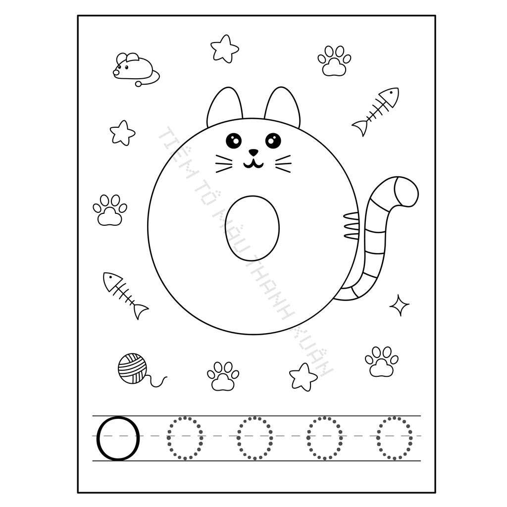 Set 26 Tờ Bảng Chữ Cái Tiếng Anh Và 10 Tờ Chữ Số Hình Mèo Cute Cho Bé - Tiệm Tô Màu Thanh Xuân