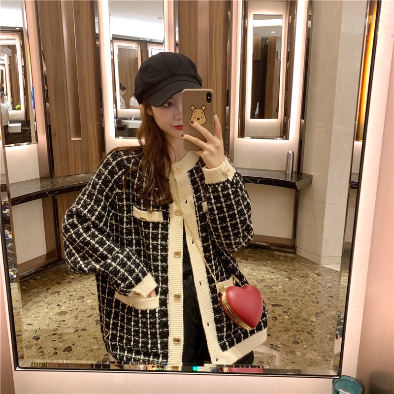 Áo cardigan len lông thỏ họa tiết dạ tuyp sang chảnh