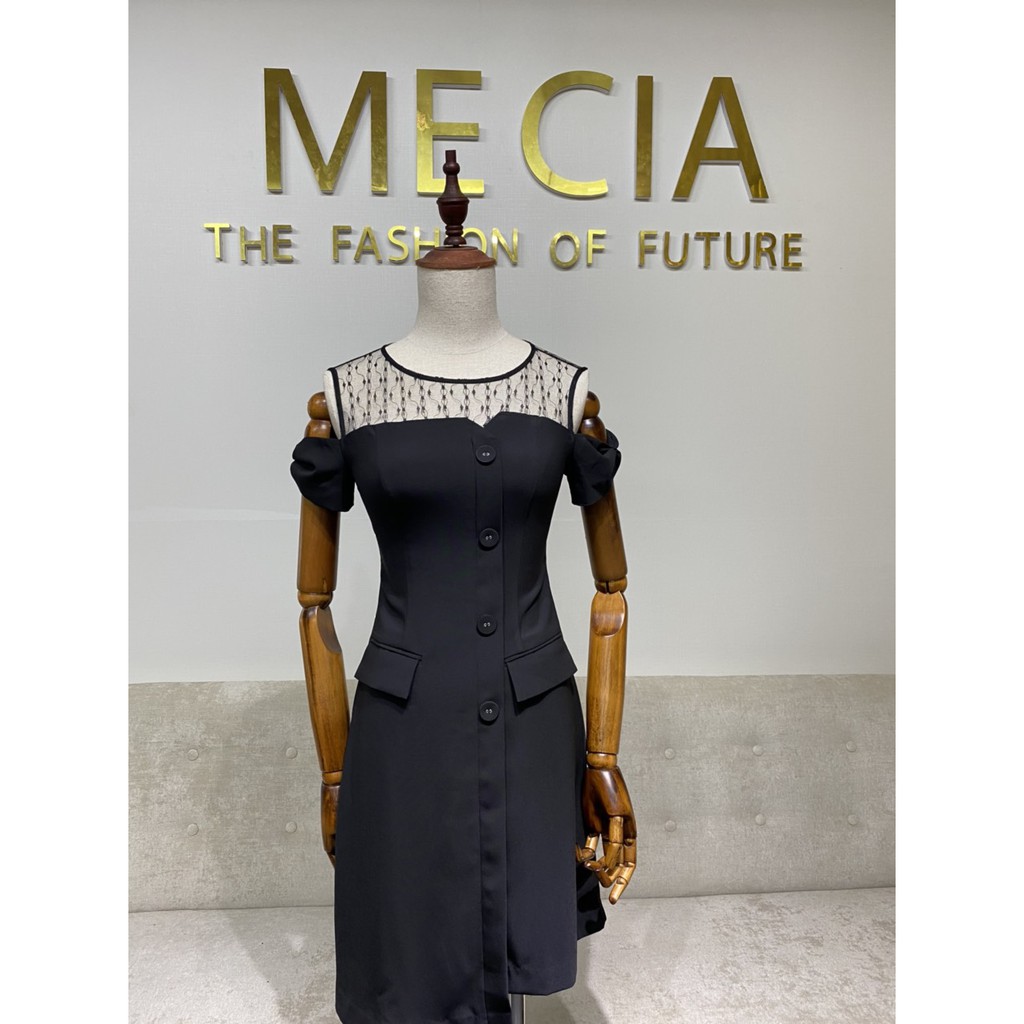 Váy đầm dự tiệc MECIA DK624 – đầm xòe thiết kế dáng ôm chữ A thắt eo phối ren chất liệu mềm mịn cao cấp sang trọng